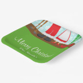 Kerstman rendiervoeten papieren bordje (Gebogen)