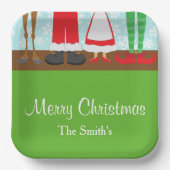 Kerstman rendiervoeten papieren bordje (Voorkant)