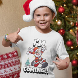 Kerstman Rennende Kerst Humor Vakantie Grappige Ke T-shirt