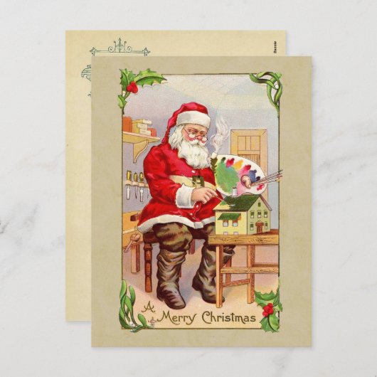 Kerstman  Reproductie Briefkaart (Voorkant / Achterkant)