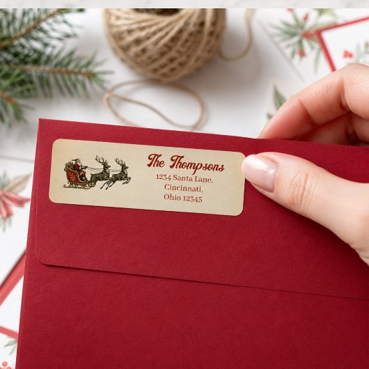 Kerstman Retouradres Vintage Etiket