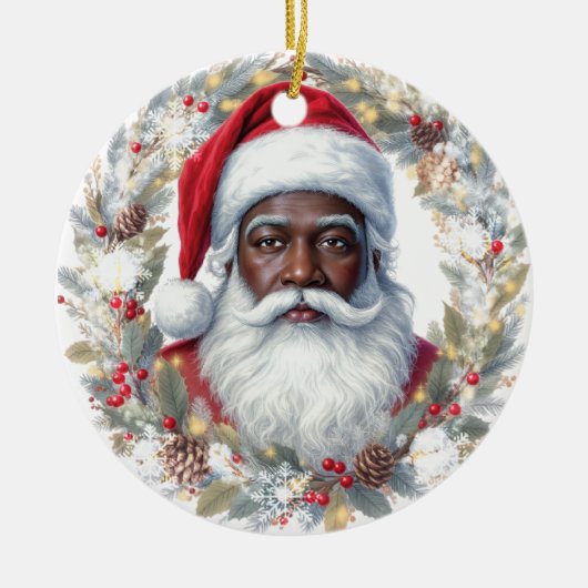Kerstman Retouradreslabel Keramisch Ornament (Voorkant)