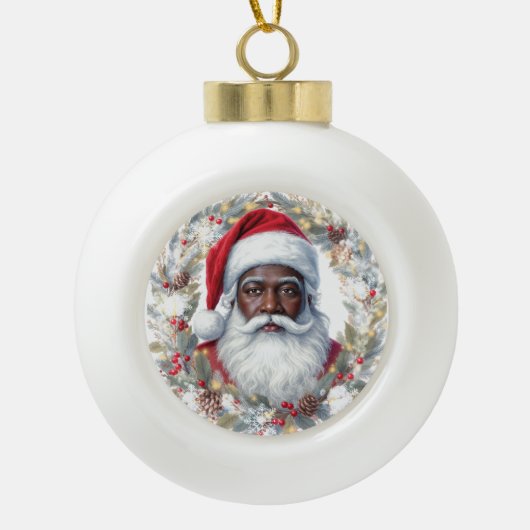 Kerstman Retouradreslabel Keramische Bal Ornament (Voorkant)