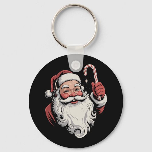 Kerstman Retro Cadeau Vintage Sleutelhanger (Voorkant)