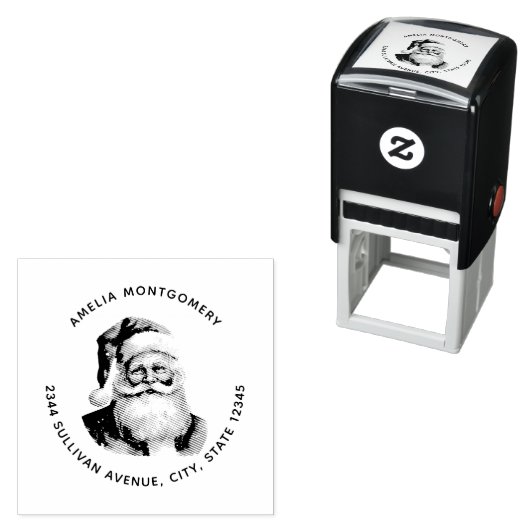 Kerstman Retro Kerstadres Zelfinktende Stempel (In situ)