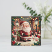 Kerstman Retro Kerstkaart Kaart (Staand voorkant)