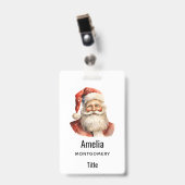 Kerstman Retro Kerstmis Badge (Voorzijde met clip)