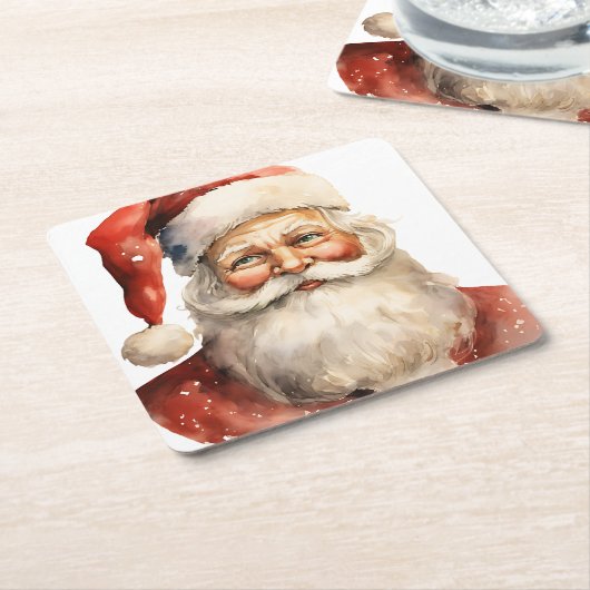 Kerstman Retro Kerstmis Kartonnen Onderzetters (Schuin)