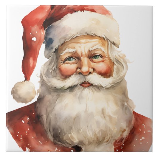 Kerstman Retro Kerstmis Tegeltje (Voorkant)