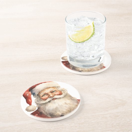 Kerstman Retro Kerstmis Zandsteen Onderzetter (Zijkant)