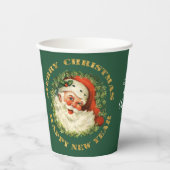 Kerstman Retro krans vakantie Papieren Bekers (Voorkant)