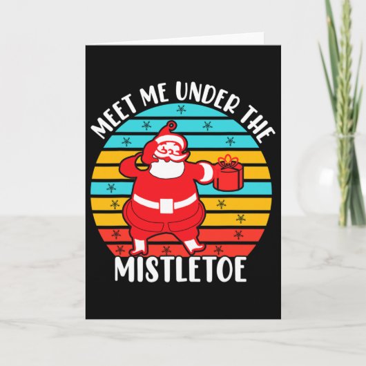 Kerstman Retro Maretak Kaart (Voorkant)