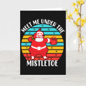 Kerstman Retro Maretak Kaart (Gele Bloem)