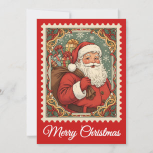 kerstman   Retro Postzegel Kerst Kaart