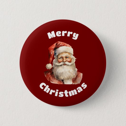 Kerstman Retro Prettig Kerstfeest Ronde Button 5,7 Cm (Voorkant)