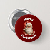 Kerstman Retro Prettig Kerstfeest Ronde Button 5,7 Cm (Voorkant /achterkant)