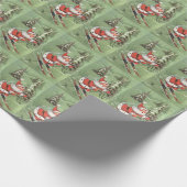 Kerstman  Retro Santa Claus op Skis Cadeaupapier (Hoek)