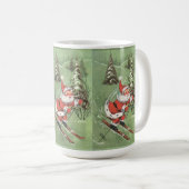 Kerstman  Retro Santa Claus op Skis Koffiemok (Voorkant rechts)