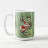 Kerstman  Retro Santa Claus op Skis Koffiemok (Links)