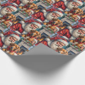 Kerstman Rhodesian Ridgeback Kerst Kunst Cadeaupapier (Hoek)