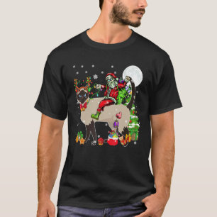 Kerstman Ridder Rendier Siamese Kat Kerstboom T-shirt