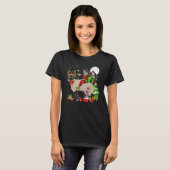 Kerstman Ridder Rendier Siamese Kat Kerstboom T-shirt (Voorkant volledig)
