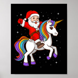 Kerstman Ridding Eenhoorn Mysterieus Dier Kerst Mi Poster