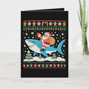 Kerstman Ridding Haai Lelijke Kerstmis Xmas Vakant Kaart