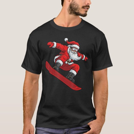 Kerstman Ride Snowboard Grappig Kerstmis Freestyle T-shirt (Voorkant)