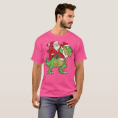Kerstman Riding T-Rex Dinosaur Kinder T-shirt (Voorkant volledig)