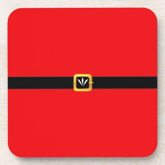 Kerstman riem op rood bier onderzetter (Voorkant)