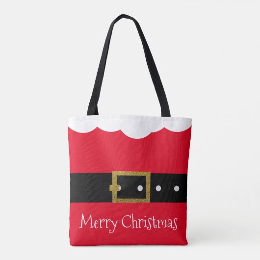 Kerstman riem rood pak tote bag (Achterkant)