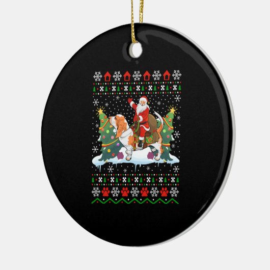Kerstman rijden Basset Hound lelijk Keramisch Ornament (Links)