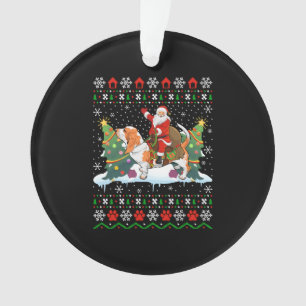 Kerstman rijden Basset Hound lelijk Ornament