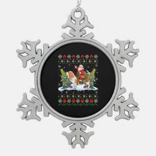 Kerstman rijden Basset Hound lelijk Tin Sneeuwvlok Ornament