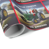 Kerstman Rijden een groene tractor Cadeaupapier (Rol Hoek)