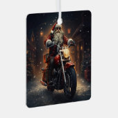 Kerstman rijden op een Harley kerstornament Metalen Ornament (Voorkant Rechts)