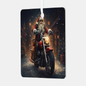 Kerstman rijden op een Harley kerstornament Metalen Ornament (Voorkant links)