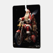 Kerstman rijden op een Harley kerstornament Metalen Ornament (Voorkant links)