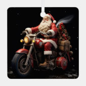 Kerstman rijden op een Harley kerstornament Metalen Ornament (Voorkant)