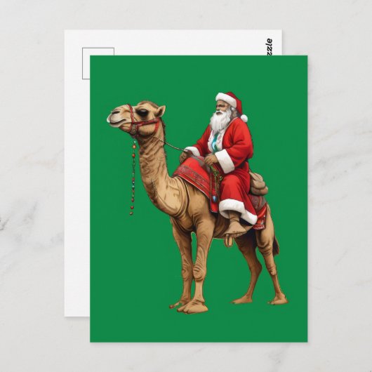 Kerstman rijden op een kameel briefkaart (Voorkant / Achterkant)