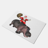 Kerstman rijdend op nijlpaard deurmat (Schuin)