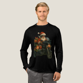 Kerstman rijdt de stad binnen op een motorfiets - Tri-Blend shirt