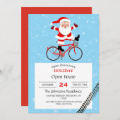 Kerstman rijdt een fiets kaart (Voorkant / Achterkant)