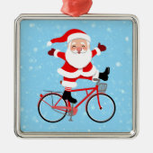 Kerstman rijdt een fiets metalen ornament (Voorkant)