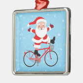Kerstman rijdt een fiets metalen ornament (Links)
