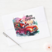 Kerstman rijdt in een klassieke auto vol met Cadea Vierkante Sticker (Envelop)
