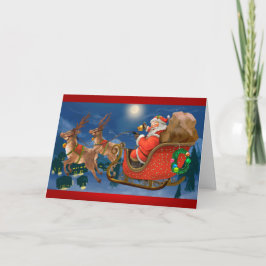 Kerstman rijdt in een slee kaart