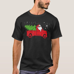 Kerstman rijdt in rode vrachtwagen Kerstmis Heren T-shirt