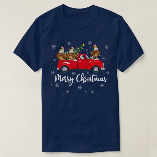 Kerstman rijdt Kerstboom Vrachtwagen Adelaar Vogel T-shirt (Design voorkant)